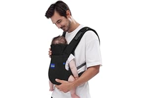 YEMKEZO Baby Carrier Newborn to Toddler,Newborn Carrier with Head Support, Cozy Baby Holder Carrier for Dad Mens (All-Black)