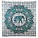 Turquoise Green Elephant Tapestry Wall hanging Elephant Tapestries Hippie Tapestry Mandala Tapestries Wall Tapestries Bohemian Tapestries in Teal Aqua Indian Tapestry Wall Hanging by Jaipur Handloom