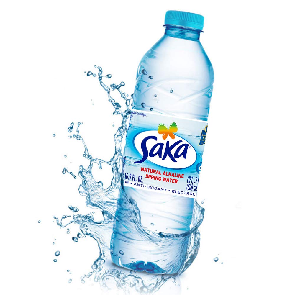 SAKA Spring Water Bottles; (24 Pack 16.9 Fl. Oz (24x 0.5L) Natural