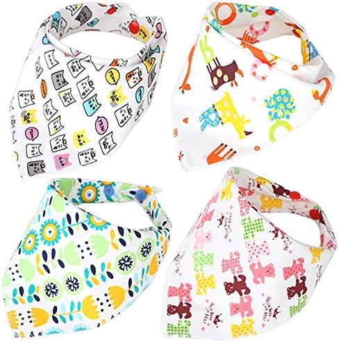HowFair Baby Bandana Drool Bibs, Unisex 4-Pack,Soft and Absorbent
