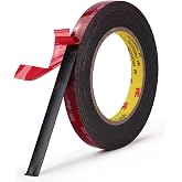 3M 5925 Double Sided Mounting Tape, Heavy Duty Black Foam Tape | High Bond 0.025 in Thick Foam Tape, Waterproof Adhesive for Decor, Frames, Logos, Trim, And Fastener Replacement.