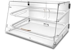 YBSVO 2 Tray Bakery Display Case with Front and Rear Doors - 21" x 17" x 12"