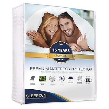 Wasserdichter Matratzenschoner 200x200 cm, Molton 100% Baumwolle, Matratzenbezug mit Nässeschutz, Atmungsaktiv, Neuste Versio
