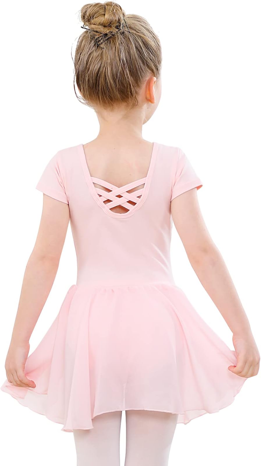 PLIKSUVER Girls Ballet Dress Leotard with Chiffon Skirt Pink Black 5 Sizes