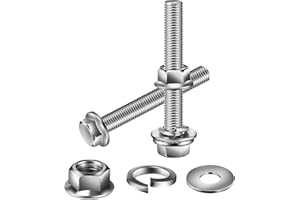 M6 x 30mm Flanged Hex Head Bolts, Nuts, Flat & Lock Washers, 20Pcs 18-8 (304) Stainless Steel, Fully Threaded, by SG TZH