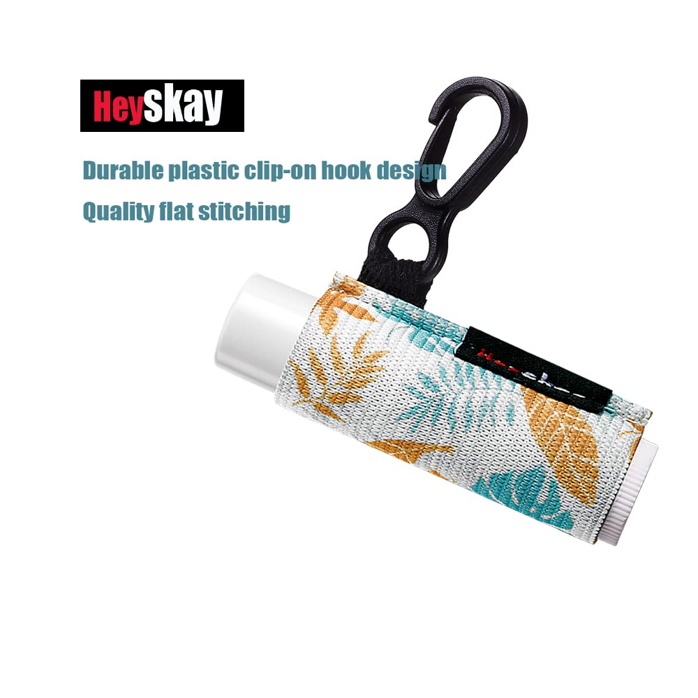 HEYSKAY 3PCS Lip Balm Holder Sleeves Keychain Chapstick Holder Keychain Lip Gloss Holder Keychain Chapstick Elastic Sleeves(Black/Color strip/Geometrical pattern)