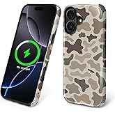 ZHEGAILIAN Magnetic Case for iPhone 16,Compatible with MagSafe Hard Shell Soft Silicone 2 in 1 Hybrid Shockproof Bumper Drop Protective Case Vintage Camo Camo Hunting