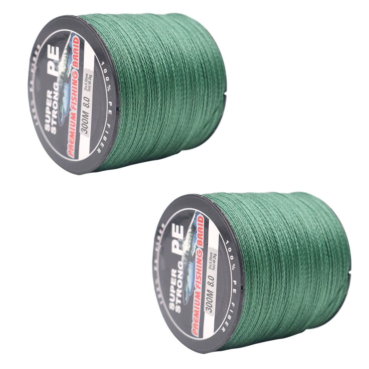 ZONADAH 2 Pack 600m PE Braided Fishing Line 4 Strands 88lb 40kg Green Strong Braid Line for Spinning Reel Saltwater Freshwater Rock Beach Boat Bait Casting Heavy Duty Fishing Cord