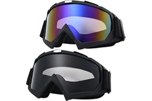 BROYEUR 2 Pack Motorcycle Goggles, Dirt Bike Goggles, Riding/ATV/Ski Motion Goggles ，for Adults Men Women Youth Kids