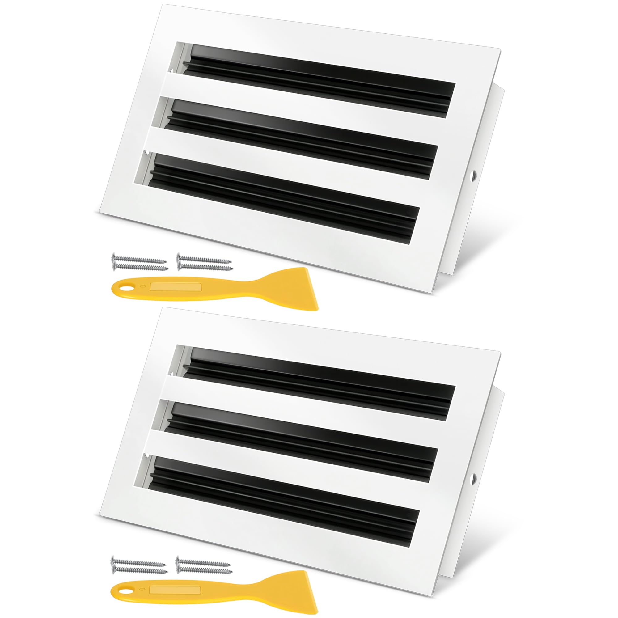 Photo 1 of 12x6 Modern AC Vent Cover 2Pack, Decorative White Air Vent (Duct Opening Cutout), All Aluminium Standard Linear Slot Diffuser, Low Noise - Register Grille for Ceiling, Walls & Floors