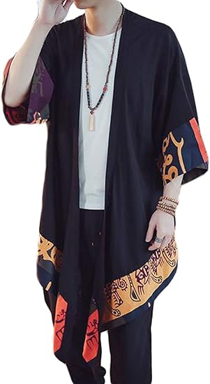 Amazon Huangshan こうさん メンズ カーディガン 綿 麻 ロング丈 コーディガン ゆったり 半袖 夏 秋 アウター コート カーディガン 通販