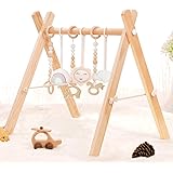 Amazon Com Little Dove Baby Play Gym Wooden Baby Gym With 6 Toys Foldable Play Gym Frame Activity Gym Hanging Bar Baby Toy White Toys Games