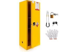 YTOXEO 35 Gallon Flammable Storage Cabinet, 65" H x 23" W x 18" D Thickened Galvanized Steel Flammable Safety Cabinet, Fire Safety with 2 X Adjustable Shelf, for Industrial and Home Use