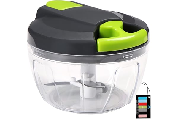 Sinnsally Manual Food Chopper Pull String,Hand Food Shredder,Onions Slicer Cutter Dicer,Garlic Slap Press,Manual Processor Ve