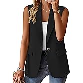 Sleeveless Blazer Vest for Women Winter 2026 Fashion Casual Lightweight Open Front Work Office Blazer Jackets with Pockets