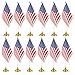 Juvale Mini American Flag Decor Set - 12-Pack 8 x 5.5in Flags on 12in Poles with Gold Base - Patriotic Table Decorations & Party Supplies for Desk & Office