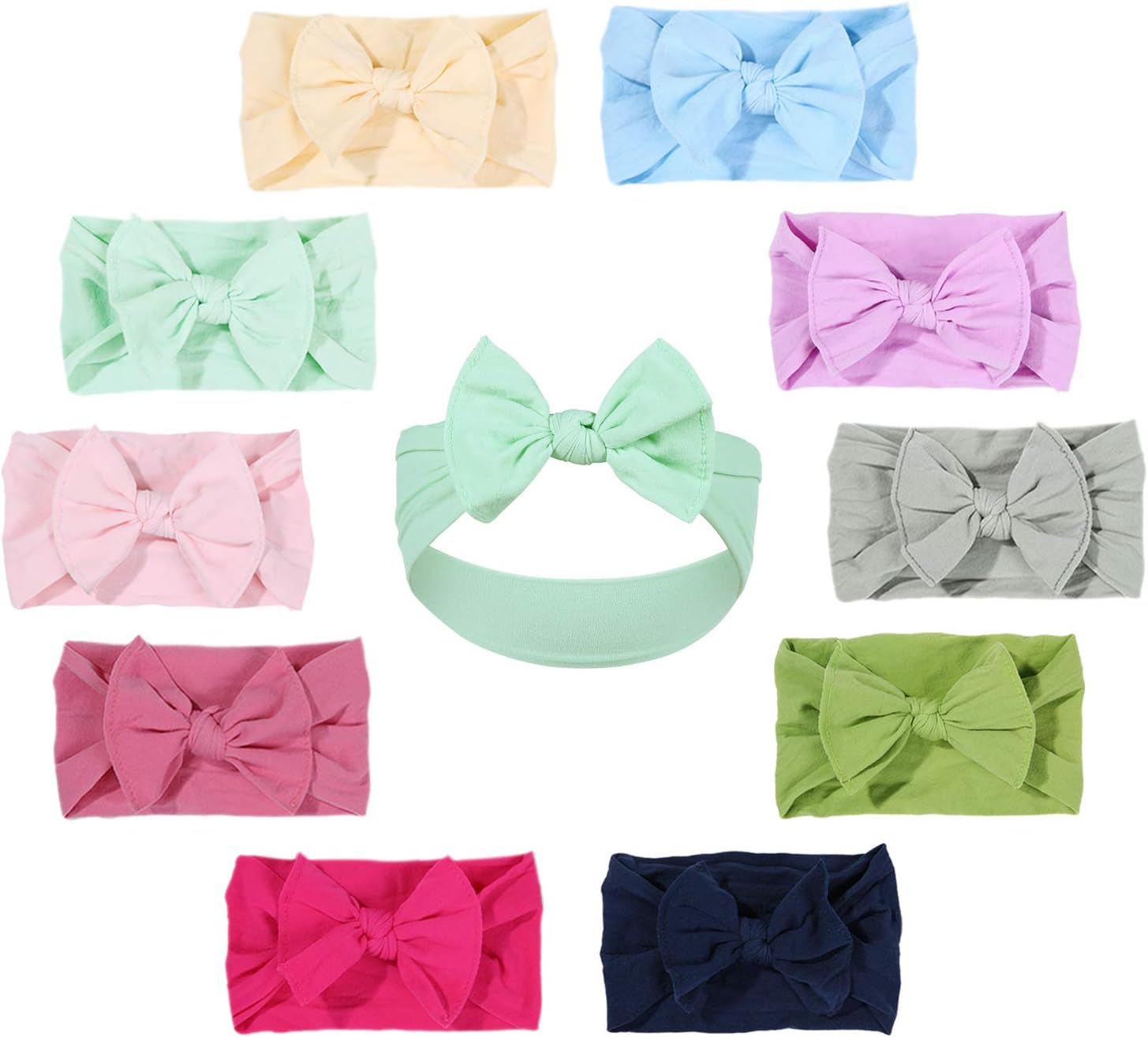 Gacimy Baby Girl Headbands Knotted Hair Bows Nylon Elastic Turban Headwrap Accessories