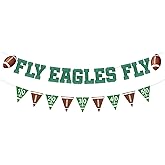 Pre-strung Fly Eagles Fly Banner Eagles Party Decorations Football Game Day Decor Football Birthday Party Decorations Bowl Game Themed Glitter Banner