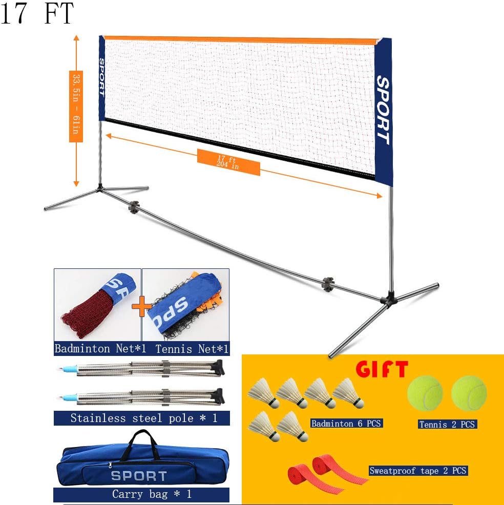 Mayhawk Badminton Net Set Net for Tennis, Easy Setup Nylon Sports Net with Stainless Steel Poles-for Indoor or Outdoor Courts, Beach, Driveways (17ft) : Sports & Outdoors
