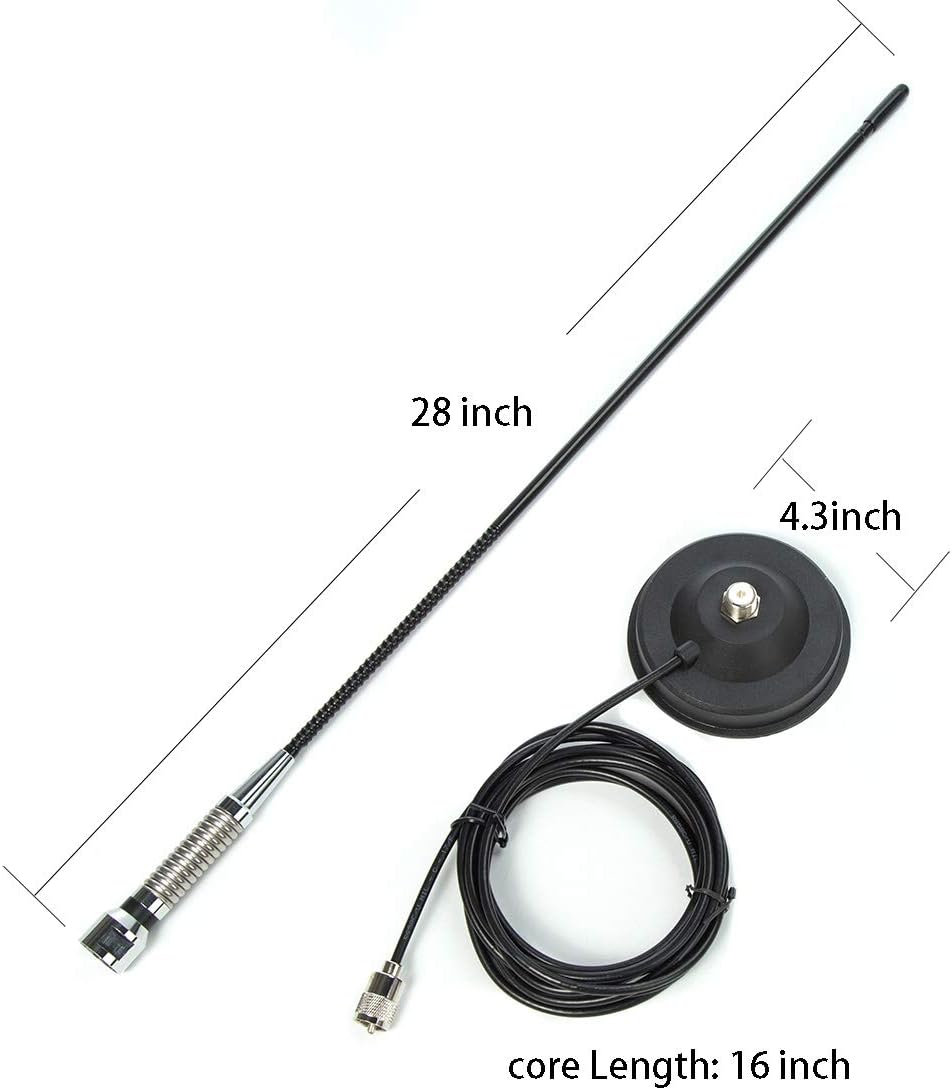 CB Antenna 28 inch 27 Mhz,Portable Indoor/Outdoor Antenna Full Kit with Heavy Duty Magnet Mount Mobile/Car Radio Antenna Compatible with President Midland Cobra Uniden Anytone: Home Audio & Theater