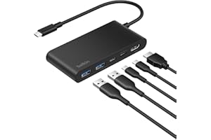 Belkin USB C Hub, 5-Port Hub w/ 4K HDMI Display @ 60Hz, 100W Power Delivery, Fast Data Transfer 5Gbps, USB C Multiport Adapte
