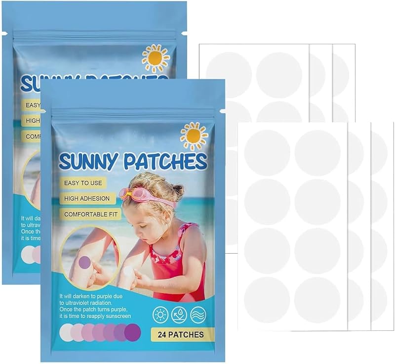 COTTNY 48pcs UV Stickers Sunscreen Reapply Reminder Patch for Kids Adults