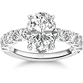 PAFIDDY 3.5CT Oval Cut Engagement Ring for Women, S925 Silver 5A Cubic Zirconia Ring with Accented Band, Wedding Jewelry Gift