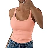 EADINVE Women's Scoop Neck Spaghetti Strap Tank Top Ribbed Sleeveless Slim Fit Camisole Trendy Summer Outfits 2026