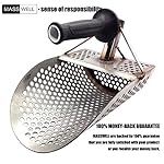 Beach Sand Scoop, 12-12-10 Inch Super Huge Volume, 2mm Thickness Durable 308 Stainless Steel Detector Scoop, Fit for Water Metal Detecting, Beach Treasure Hunting