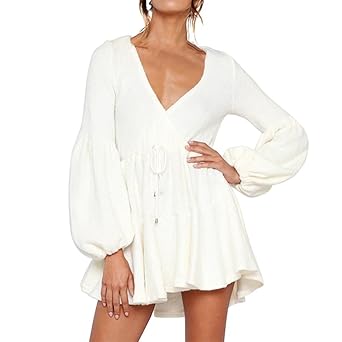 Women Strandkleid Rosennie Mode Damen Sommer Tunik Elegant Frisch und Schön Süße Schulterfreie EIN Kragen Hollow Out Spitze S