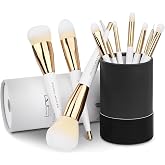 Brush Master 10Pcs Makeup Brushes Set with Flat Foundation Brush | Synthetic fiber bristles, aluminum ferrule, 3 kabuki &amp; 7 precise brushes, for liquid &amp; cream makeup, fits sensitive skin