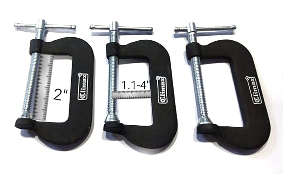 Climax G Clamp 2 with Depth 1-1/4 inch - Set of 3 [Professional Woodworking C Clamp Grip]