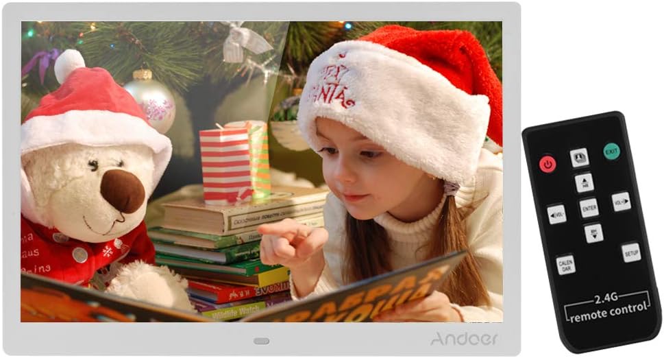 Andoer Digital Photo Frame 15.4 Inch 1280 * 800 Resolution LED Screen Photo Album 1080P HD Video Playing with 2.4G Wireless Remote Control Music Movie Clock Calendar Functions Gift for Family Friends