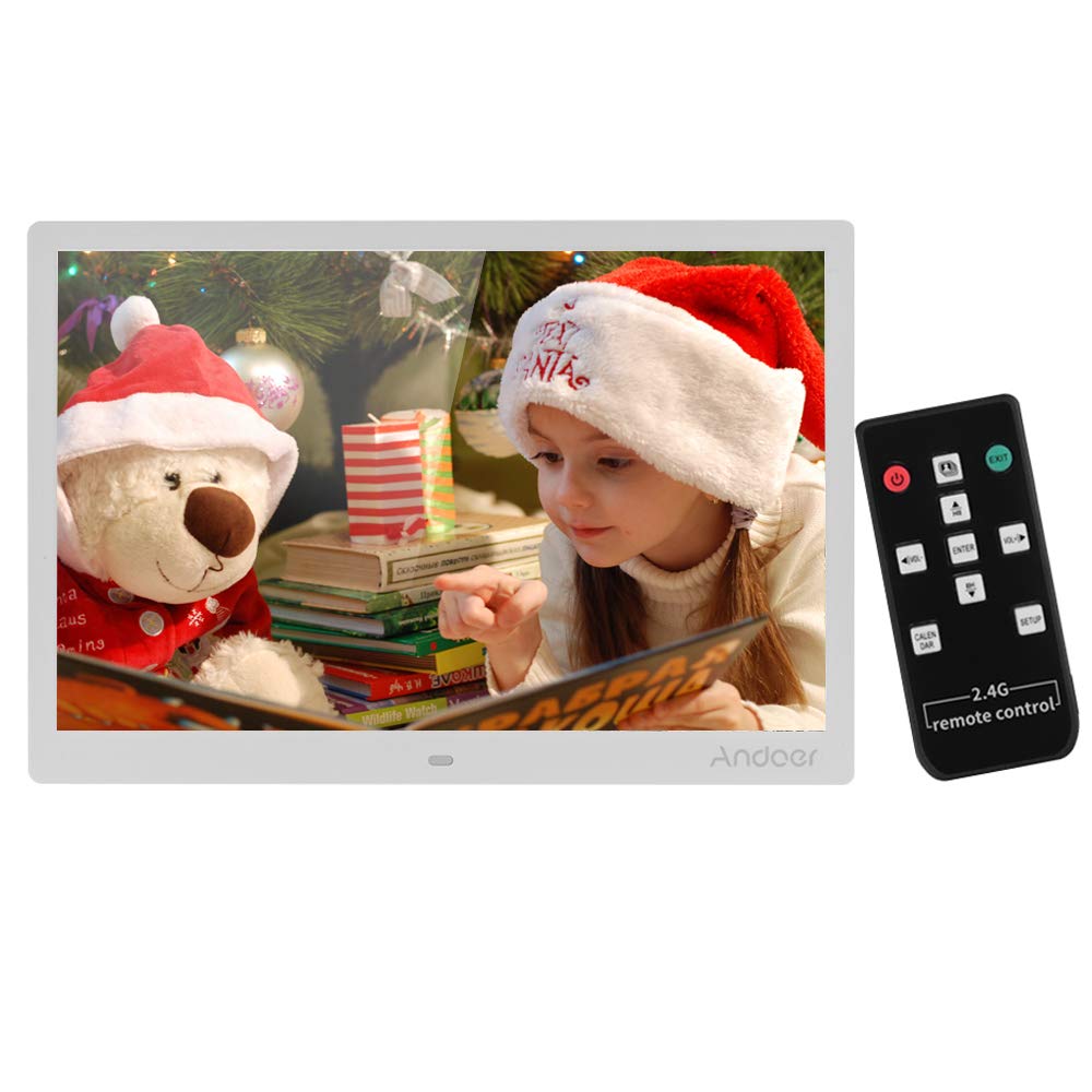Andoer Digital Photo Frame 15.4 Inch 1280 * 800 Resolution LED Screen Photo Album 1080P HD Video Playing with 2.4G Wireless Remote Control Music Movie Clock Calendar Functions Gift for Family Friends