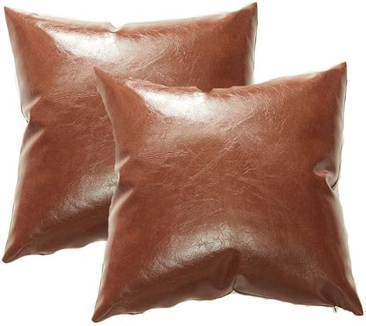 Amazon Com Yi Xin Set Of 2 Faux Leather Throw Pillow Covers Soft