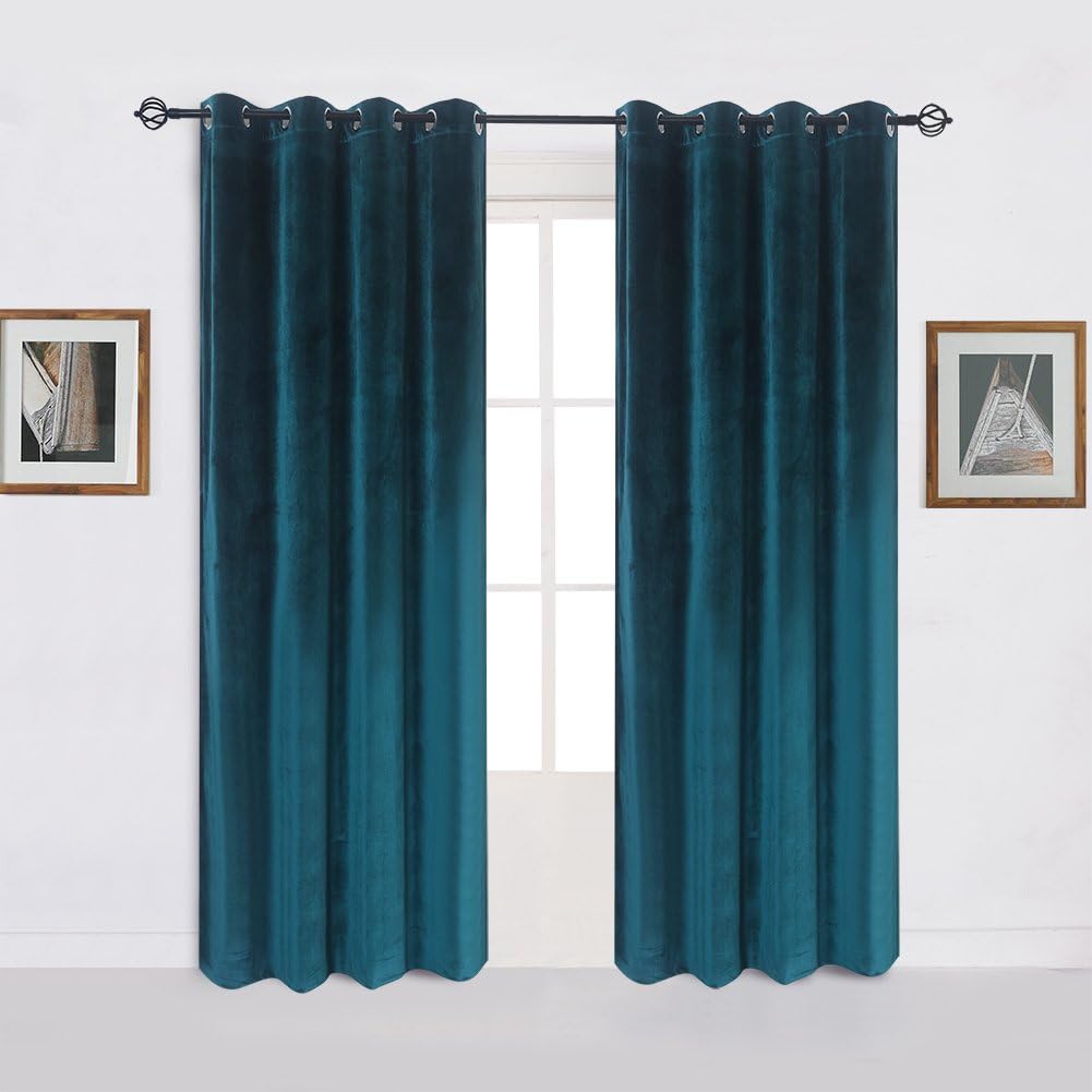 Amazon Com Super Soft Luxury Velvet Set Of 2 Dark Green Blackout