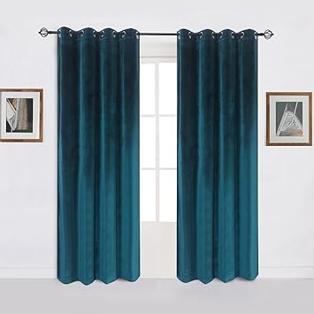 Amazon Com Super Soft Luxury Velvet Set Of 2 Dark Green Blackout
