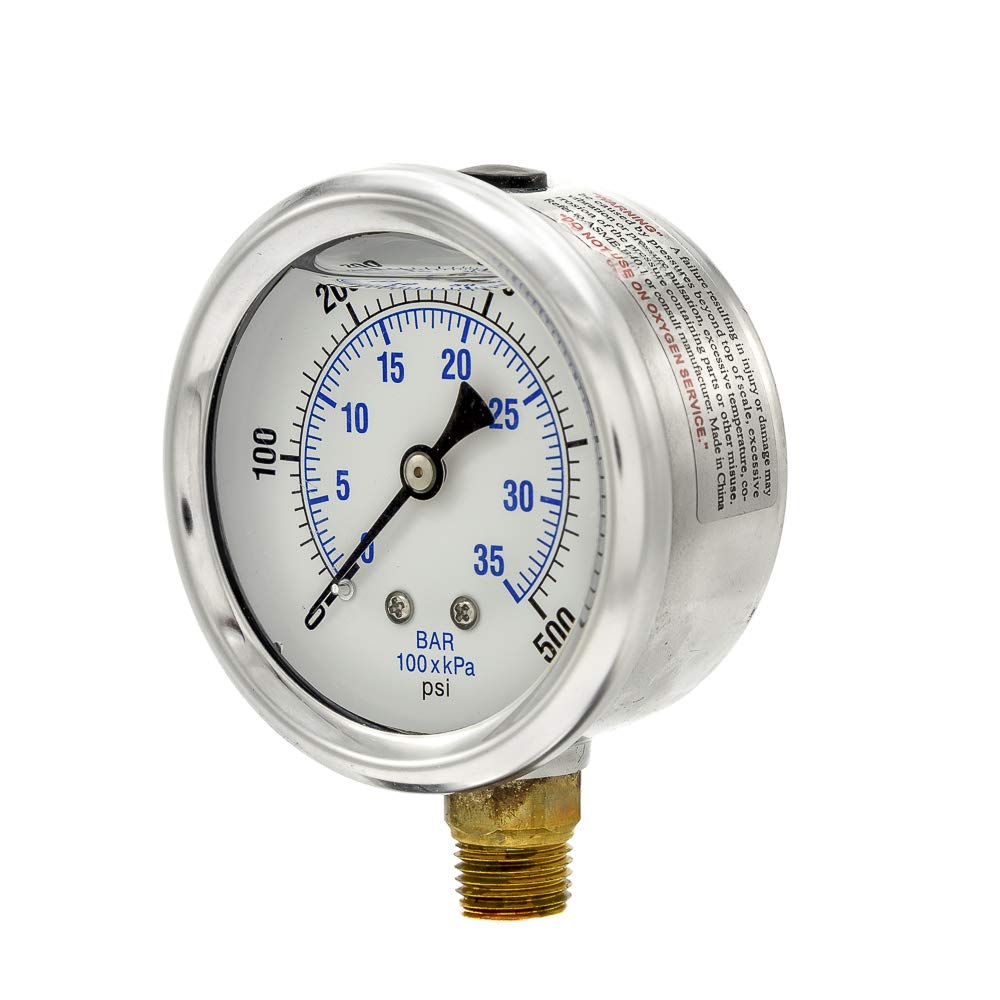 PIC Gauges PRO-201L-254J 0-500 PSI Pressure