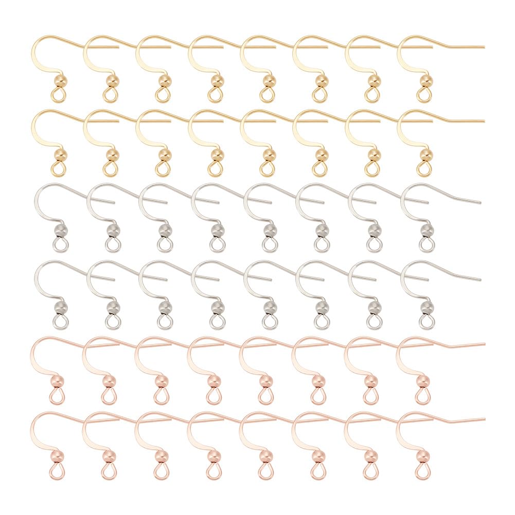 UNICRAFTALE 90pcs 2 Sizes 3 Colors 304 Stainless Steel Earring Hooks - Gold, Stainless Steel, Rose Gold - DIY Creative Gift Jewelry Making - Stainless Steel Color Stud Earring Pin 0.7mm