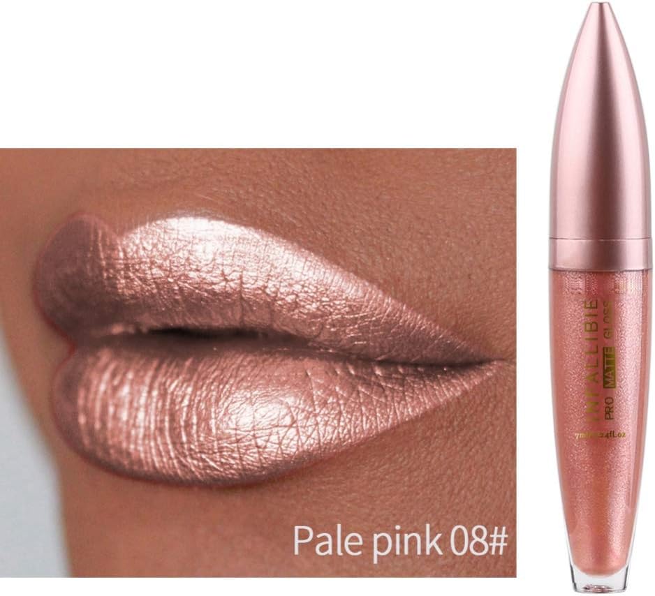 RedDhong Metallic Pearlescent Lip Gloss Waterproof Long Lasting Shimmer Highly Pigmented Moisturizing Liquid Lip Glaze for Sexy Lips
