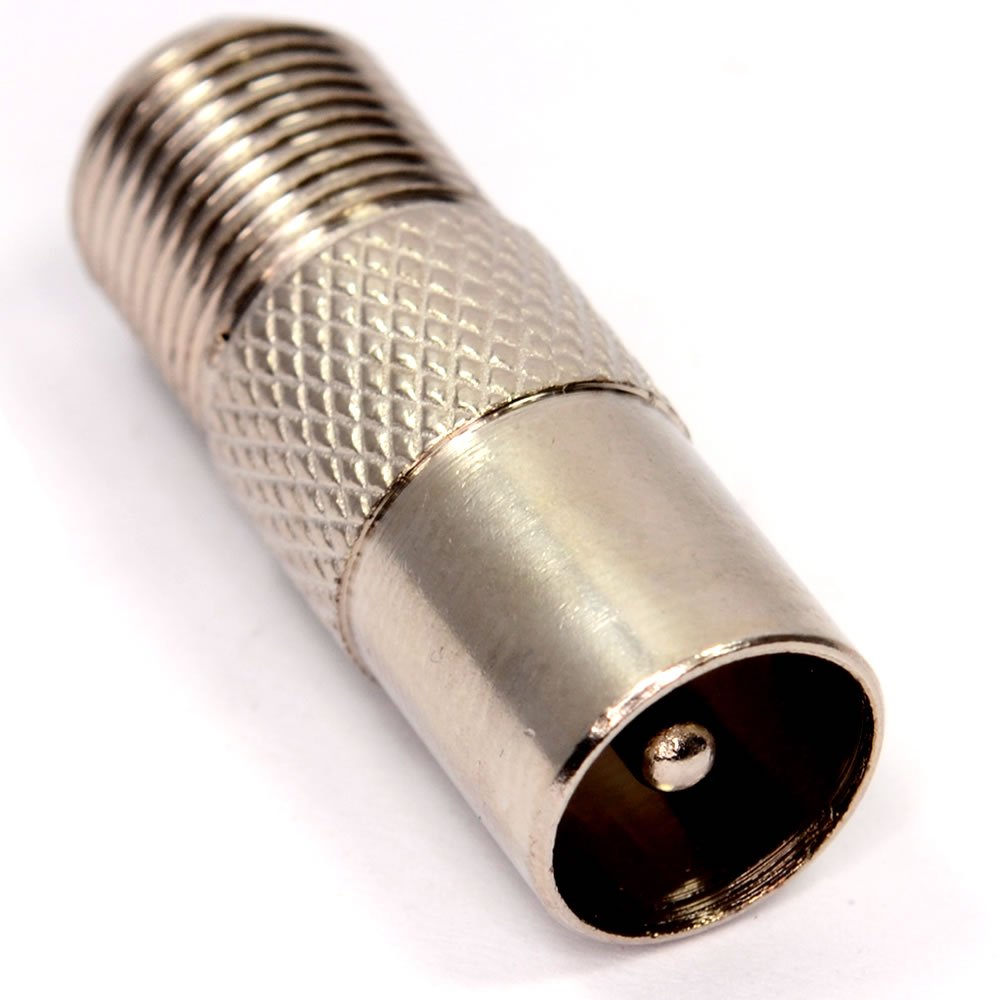 kenable F Type Screw Socket to RF Coax Aerial Male Adapter | TV Satellite Connector Converter | Nickel Plated
