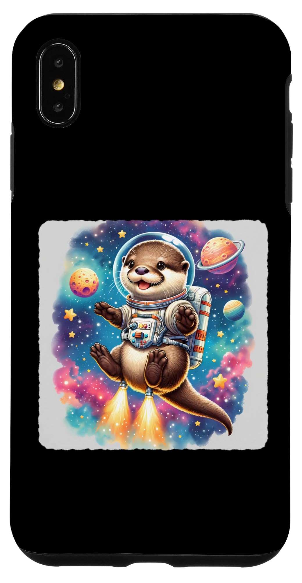 iPhone XS Max Otter Astronaut With Nebula And Jetpack. Cosmos Adventure Case