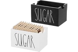 2 Pcs Sugar Packet Holder for Coffee Bar, Wood Small Sugar Packet Caddy,Farmhouse Sugars Cube Holder,Classic Restaurant Tea B