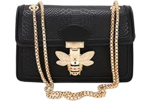 JBB Women's Crossbody Shoulder Bag Retro Snakeskin Solid Color Chain Strap Clutch Leather Bag