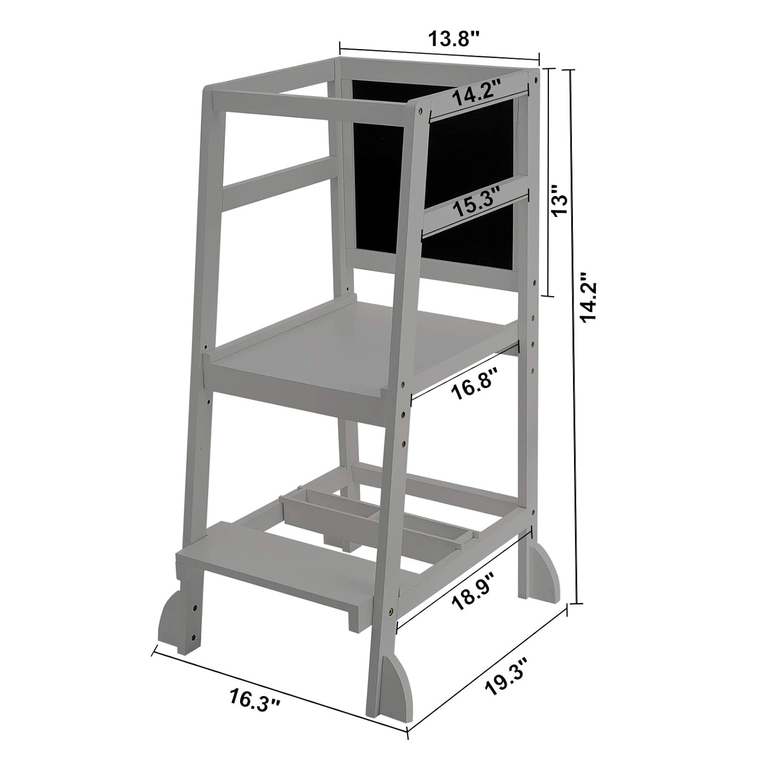 WORTHYEAH Kids Step Stool with Safety Rails, Toddler Step Towers with Blackboard, Bamboo Toddler Kitchen Step Stools with Chalkboard, Comfortable Kitchen Helper Children's Stool : Baby