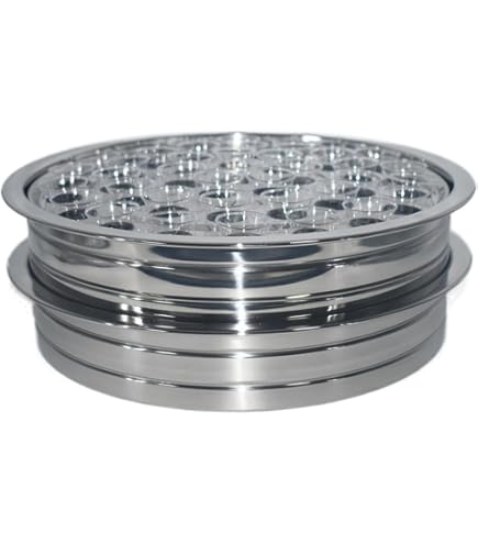 Plateau De Communion Rond 40 Trous - 30 Cm - Acier Inoxydable 304 - Empilable - Pour église Et Cérémonies Religieuses