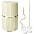 BlueBee Pure Beeswax Candles Bulk for Home - 200pcs Tall Thin Taper Candles + 5 Holders, Honey Scent, Smokeless, Long-Burn, All Natural for Church Prayer, Hanukkah, Birthday Cake, Christmas Advent