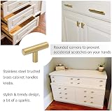 LONTAN Gold Drawer Knobs 10 Pack Single Hole Brass Cabinet Door Handles T-Bar view 3