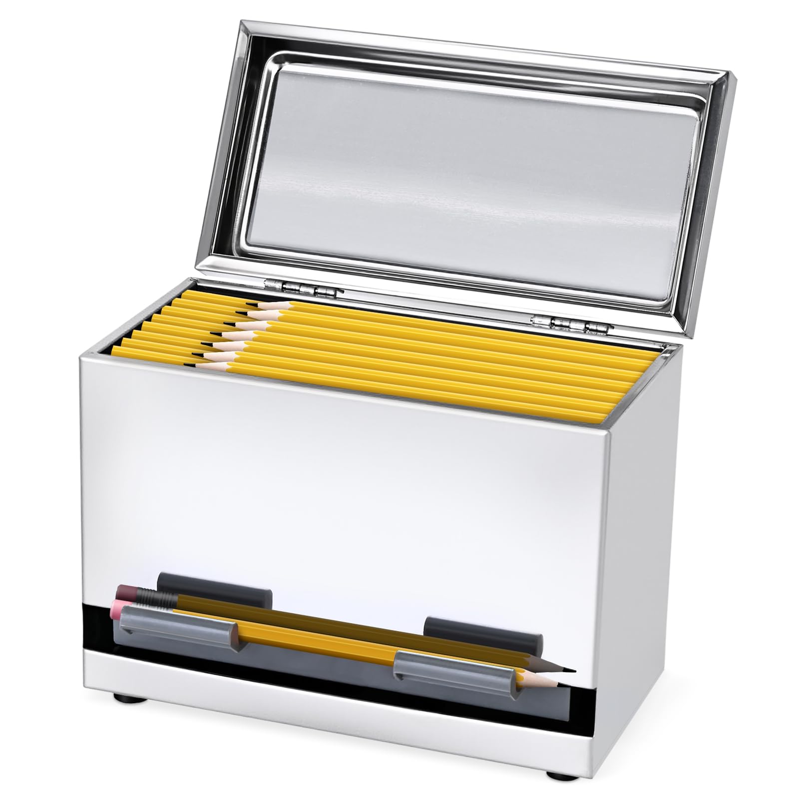 Photo 1 of Pencil Dispenser for Classroom, Stainless Steel Pencils Dispenser for Teacher Must Have, Pencils Holder Organization & Storage, Pencil Dispensers for Classroom Office Back to School Supplies,Silver