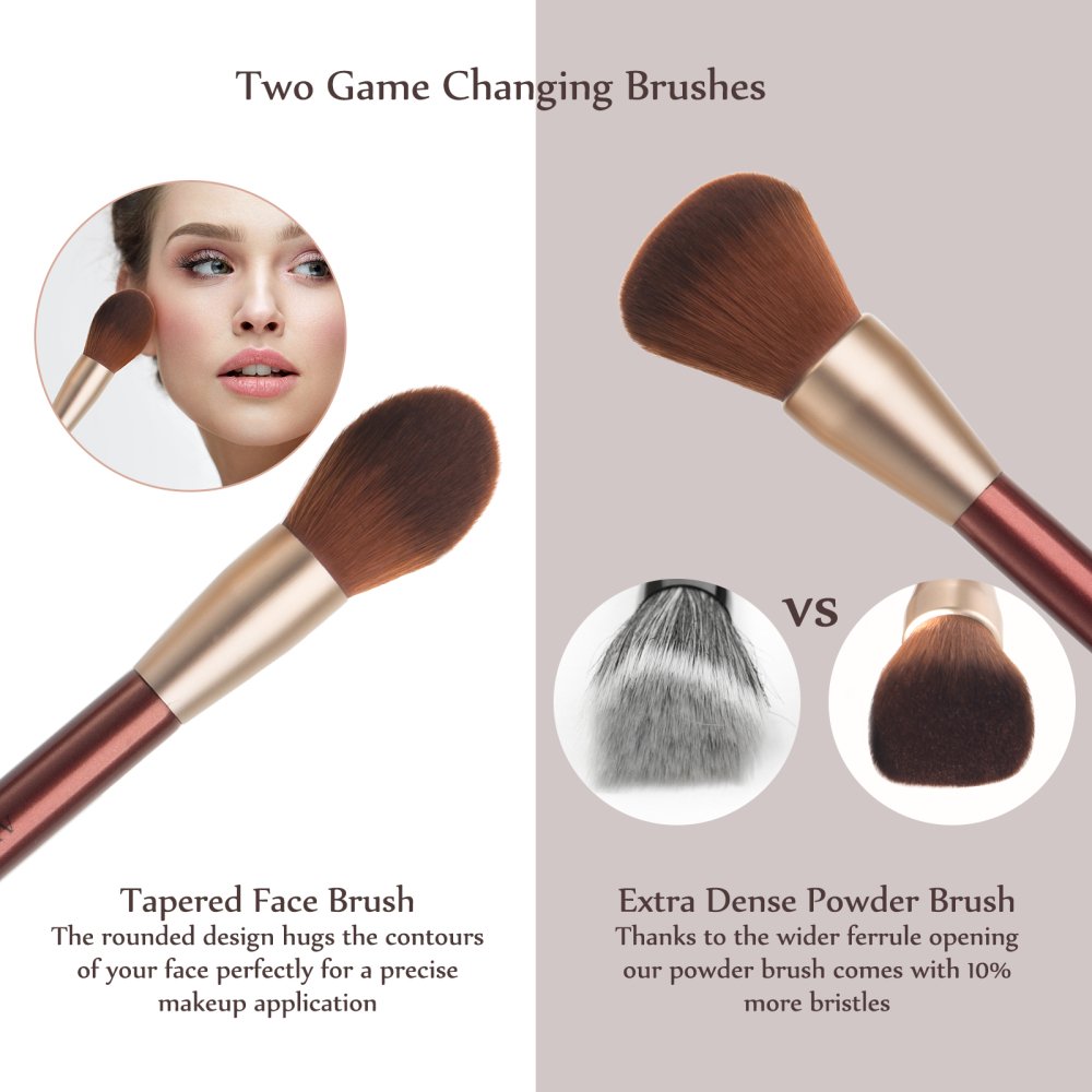 Makeup Brushes, Anjou 16pcs Makeup Brush Set, Premium Cosmetic Brushes for Foundation Blending Blush Concealer Eye Shadow, Cruelty-Free Synthetic Fiber Bristles, PU Leather Roll Clutch Included, Rose: Beauty